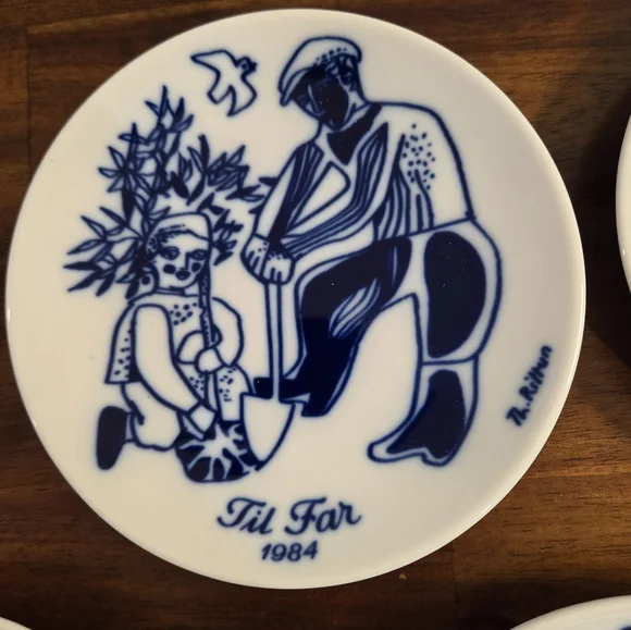 Porsgrund Collector Edition Fathers Day Plates 1983-1987 - Picture 3 of 12